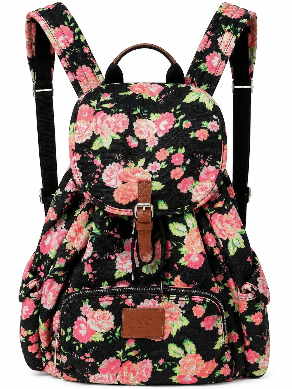 PINK Victoria's Secret Floral Backpack Y2K Canvas back to School